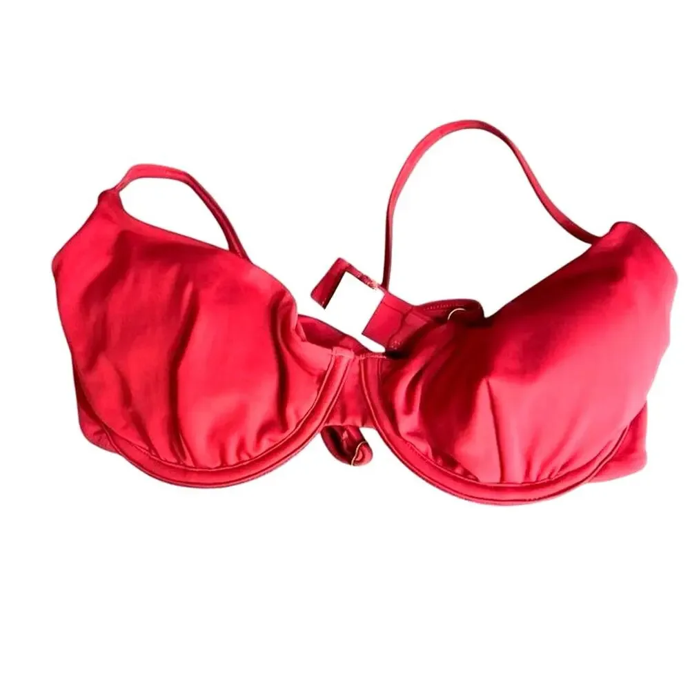 Andie Swimwear Womens Size Large Deep Pink The Bermuda Bikini Top Underwire NWOT