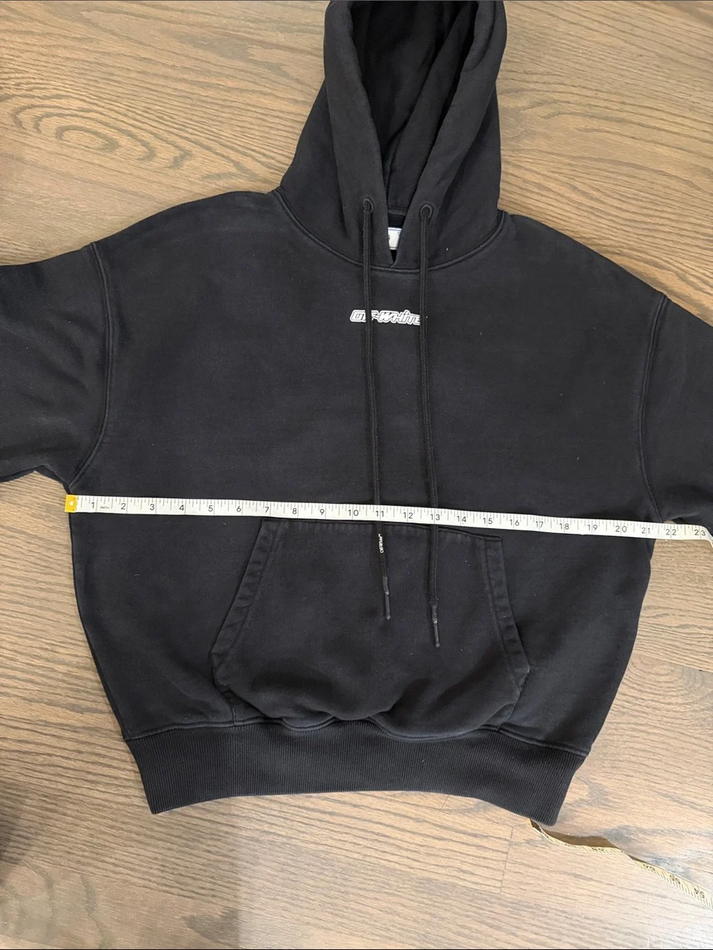 Off-White by Virgil Abloh Marker Over Black Crewneck Hoodie Sweatshirt