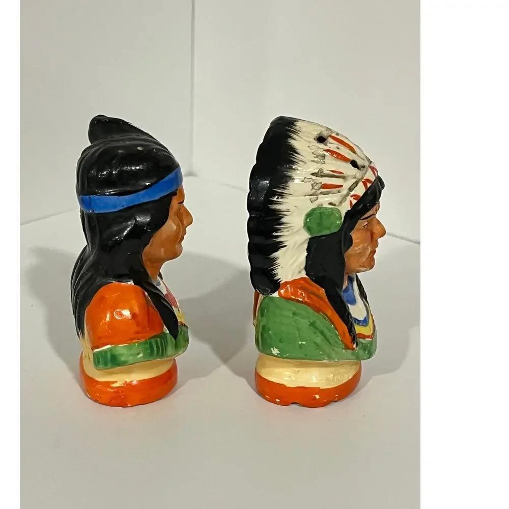 Vtg Native American Salt Pepper Shakers‎ Pair Southwestern Kitsch Made In Japan