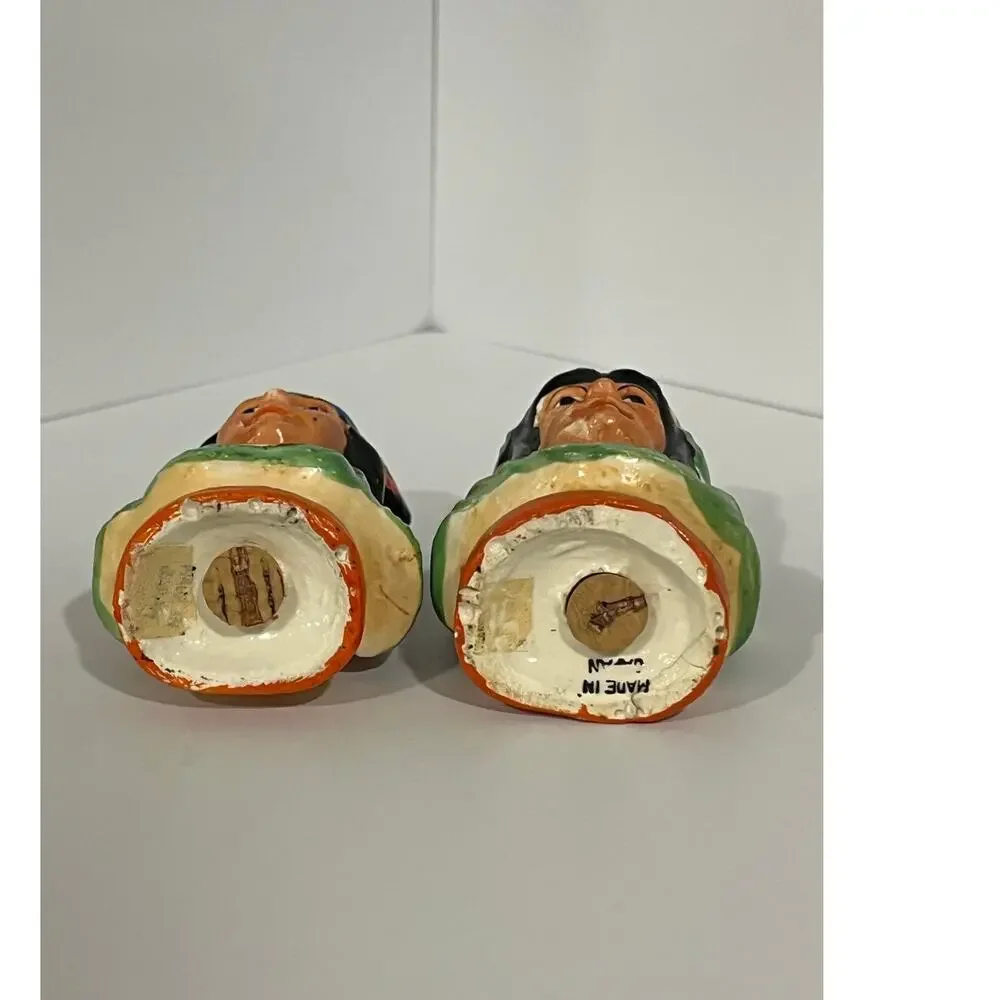 Vtg Native American Salt Pepper Shakers‎ Pair Southwestern Kitsch Made In Japan