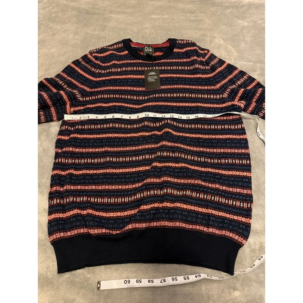 Jos A Bank Traveler Pima Cotton Mens XL Crew‎ Neck Striped Sweater