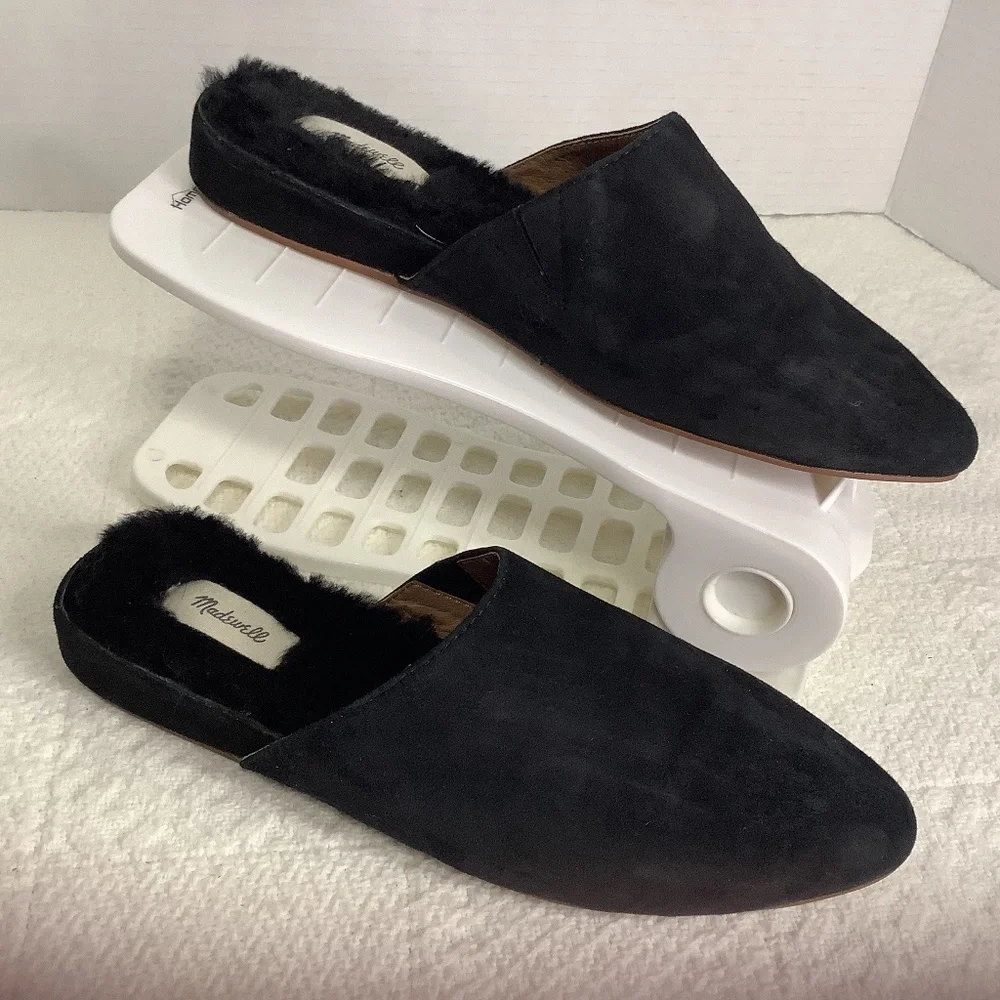 EUC Madewell mules fur leather slip on comfy‎ flats