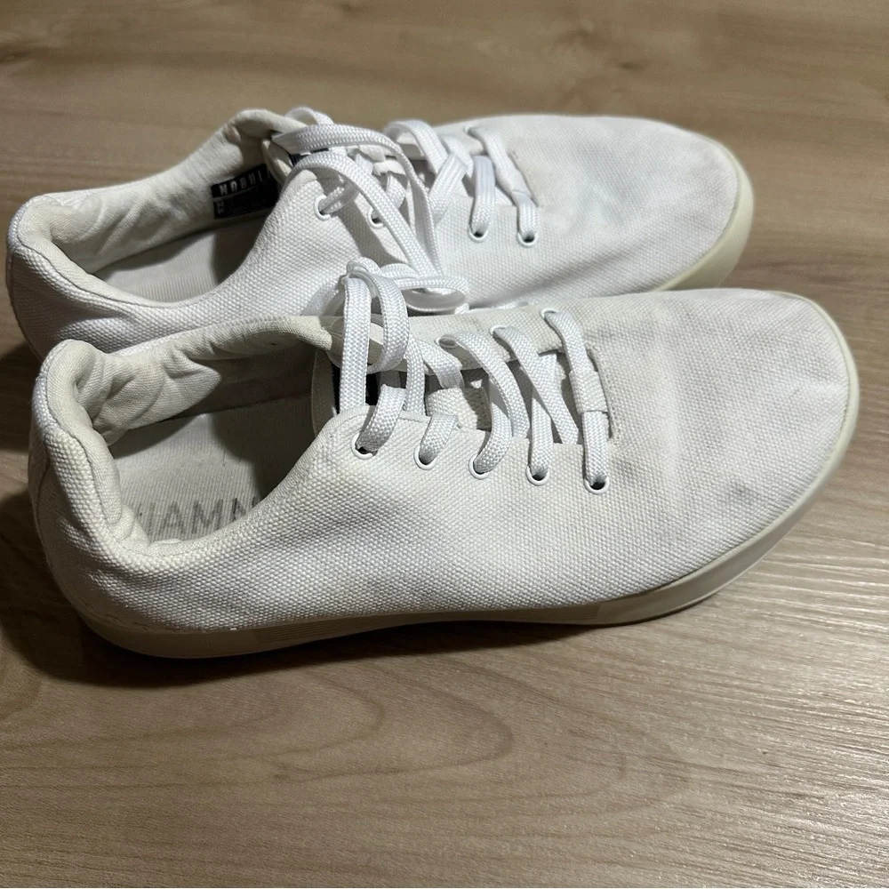 NOBULL Canvas Trainer Mens‎ 9 Womens 10.5 White Low Top Gym Sneakers Training