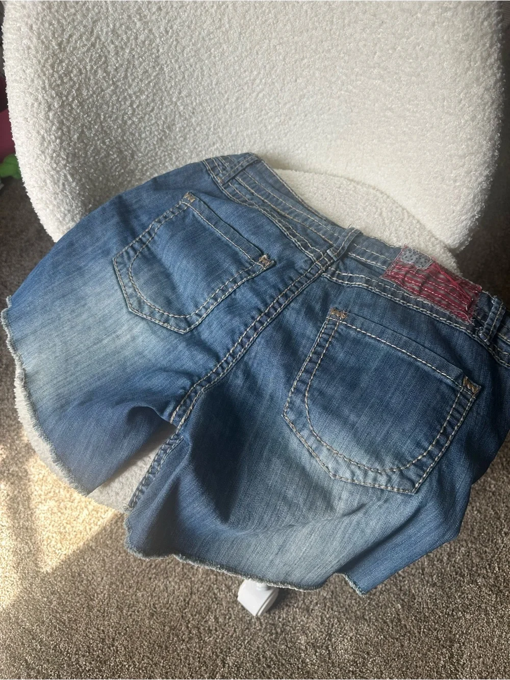 1st Kiss Washed Blue Distressed Denim Shorts