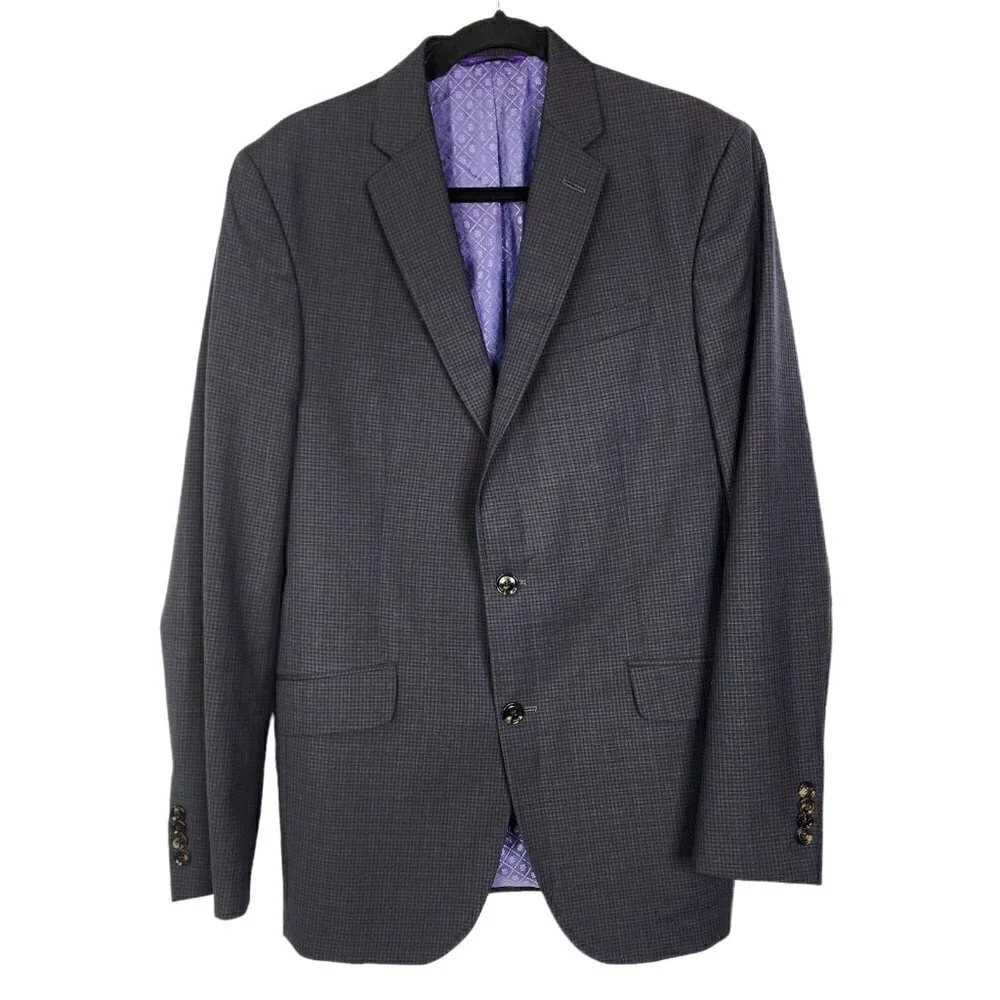 Ted Baker London Endurance Jones CT Mens 40L Gray Blue Blazer Jacket Sport‎ Coat