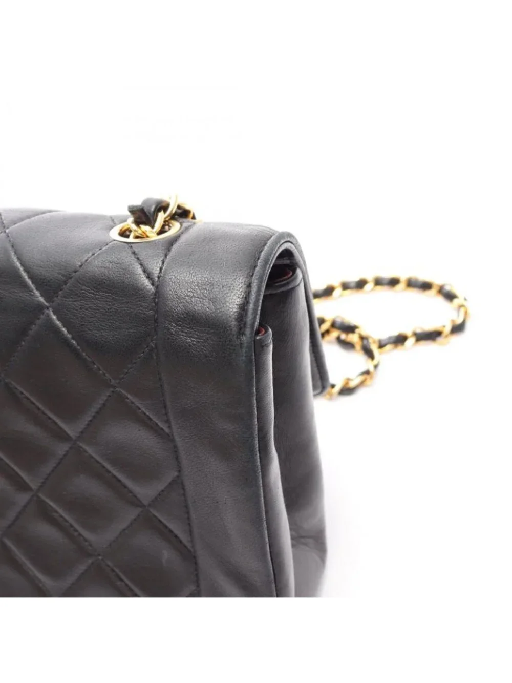 Chanel Shoulder Bag Quilted Diana Flap Black Lambskin Chain