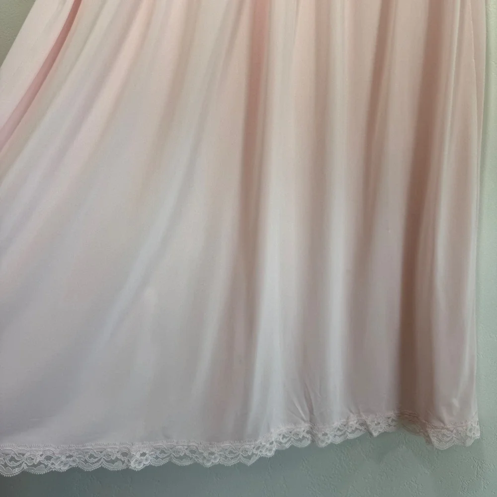 Vintage Shadowline Pink Lace Nightgown Dress Size‎ Large Made in USA Coquette