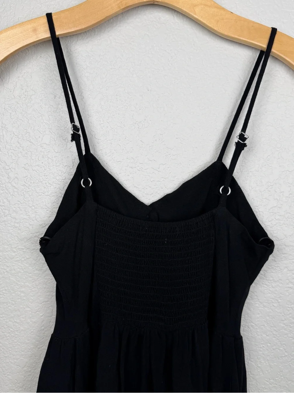 Good Luck Gem Black Button Front Midi Dress Size M Spaghetti Strap Boho
