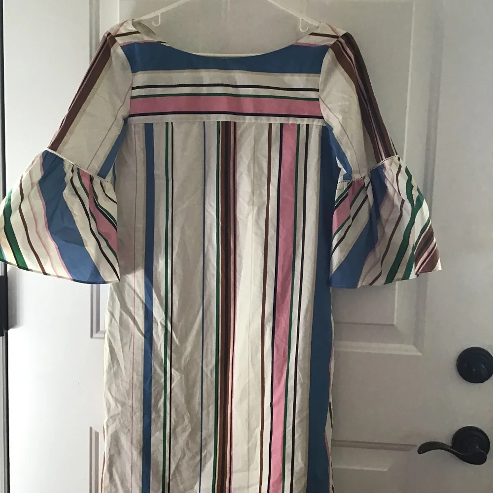 Massimo Dutti Cream Dress with Blue, Pink and Green Stripes NWT