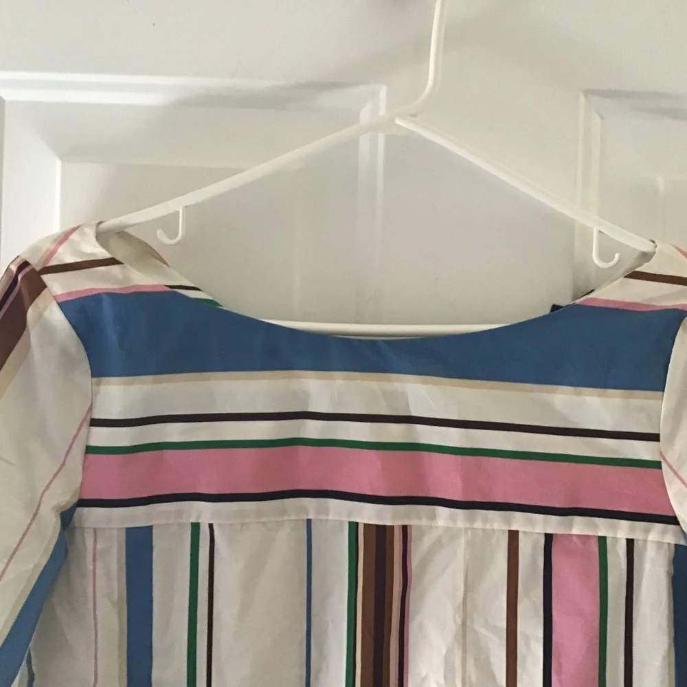 Massimo Dutti Cream Dress with Blue, Pink and Green Stripes NWT