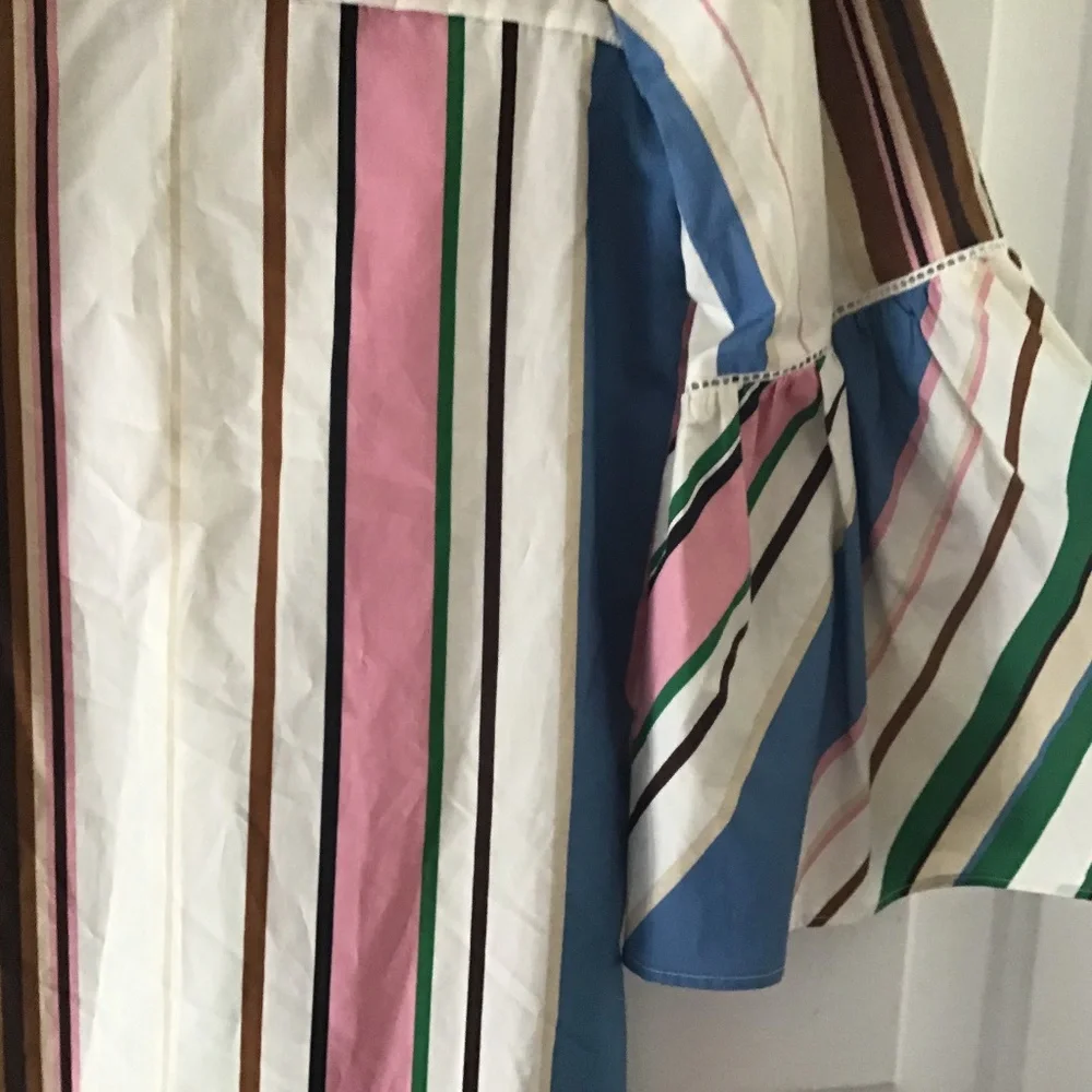 Massimo Dutti Cream Dress with Blue, Pink and Green Stripes NWT