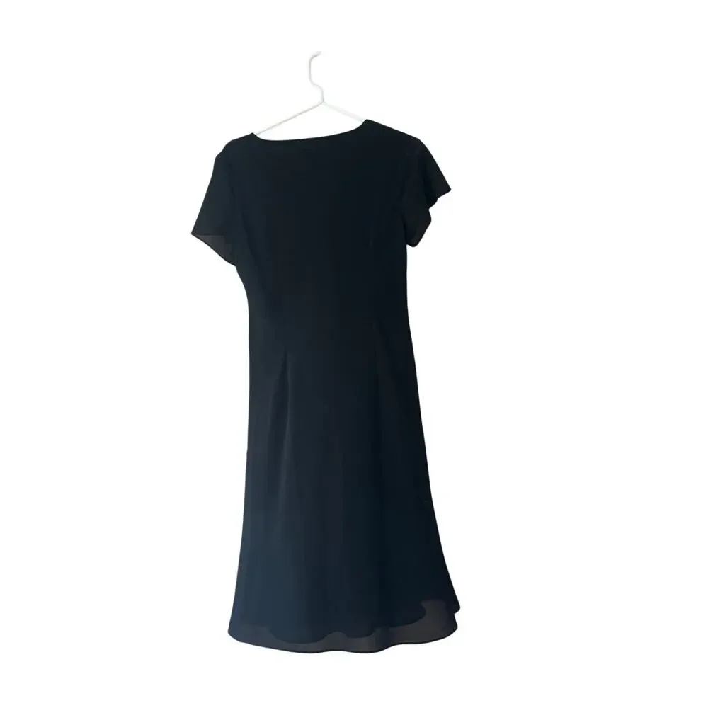 Coldwater Creek Black V-Neck Midi Dress Size 10 EUC formal date evening work