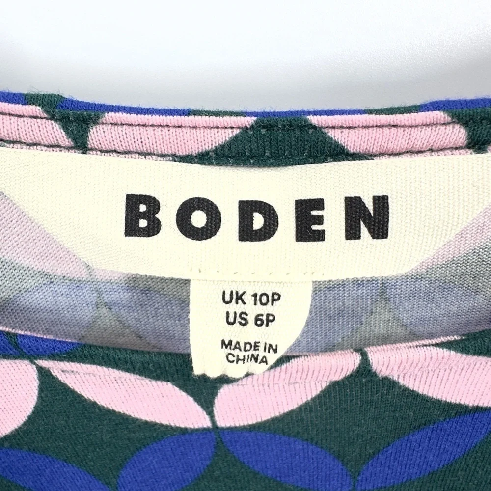 Boden Thea Midi Dress Womens 6 Petite Pockets Jersey Soft Stretch Artsy Colorful