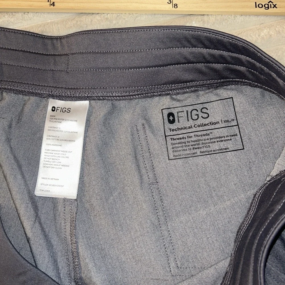 FIGS Zamora Jogger Pants Womens 2XL Petite Gray High Waisted Scrub Bottom