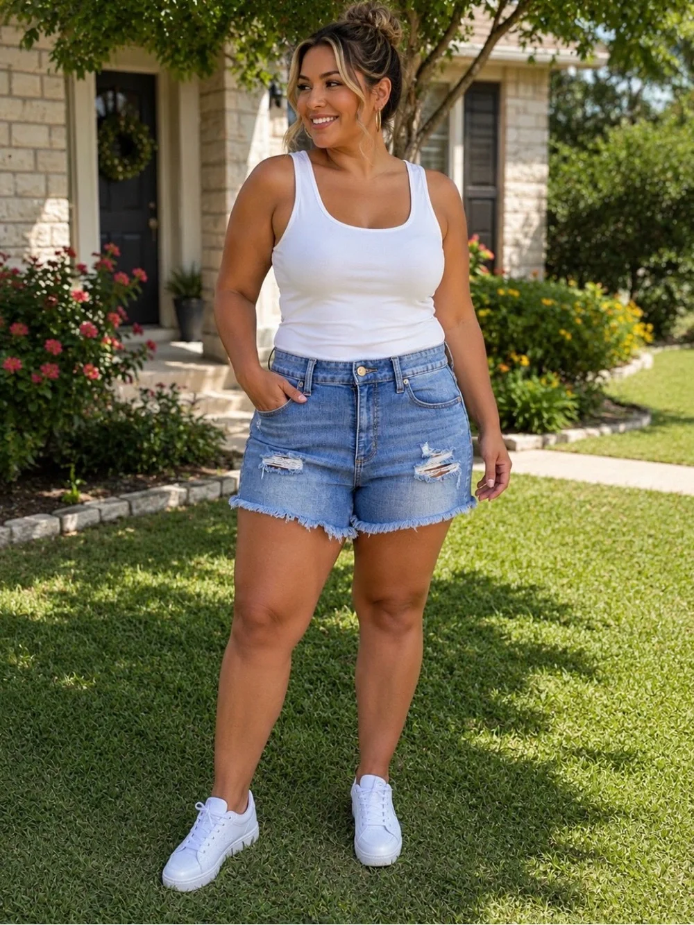 Universal Thread Light Blue Distressed High-Rise Jean Shorts