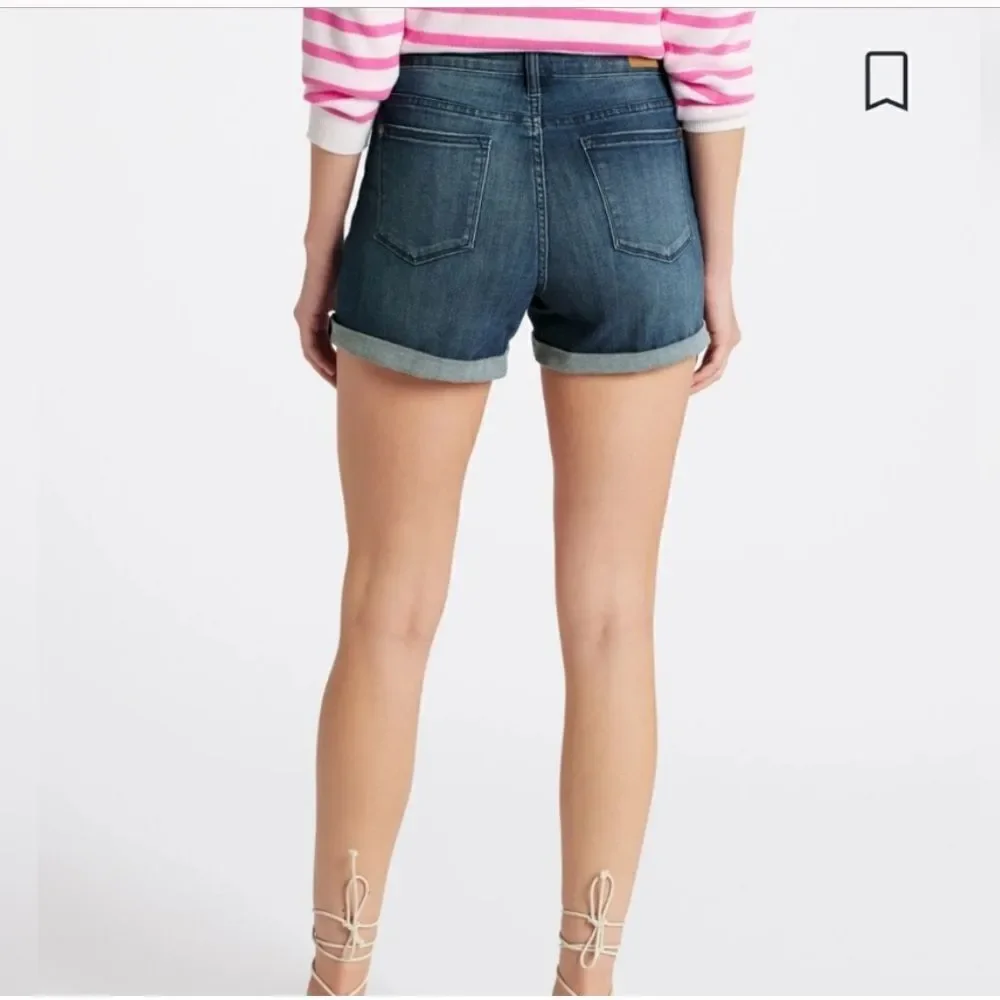 Judy Blue High Waist Cuff Shorts Dark Blue Wash Stretch Womens 28 NEW