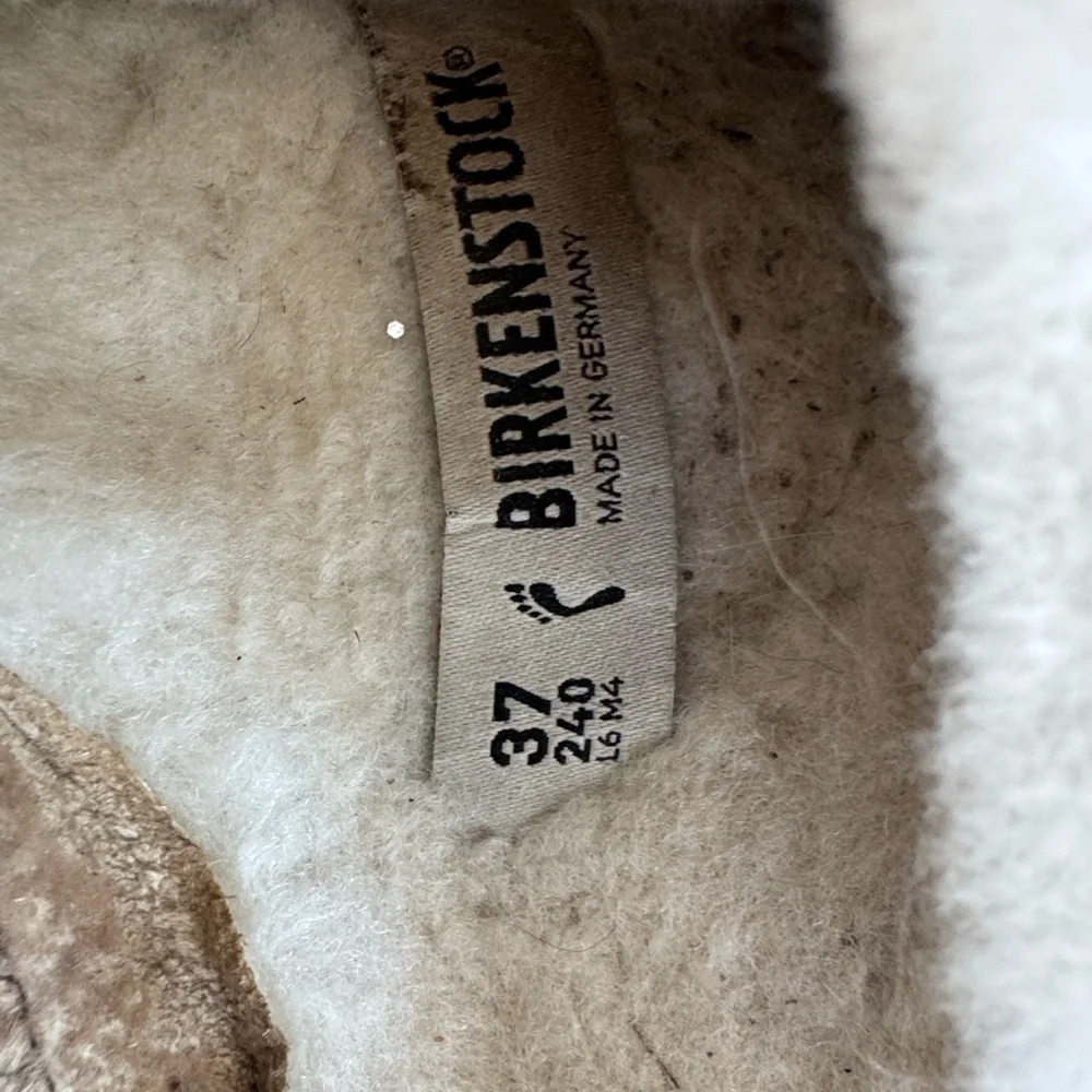 Birkenstock Ochre Shearling Sandals, size 37
