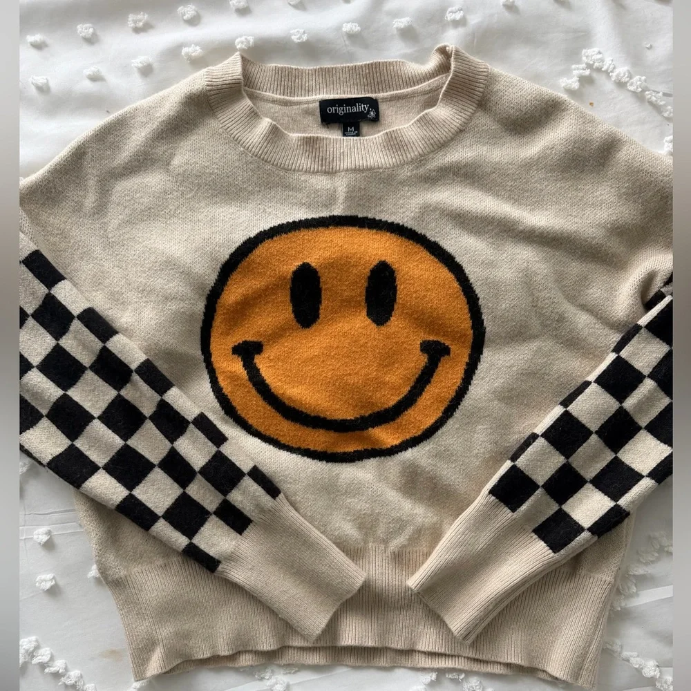 Originality Smiley Face Long Sleeve Sweater