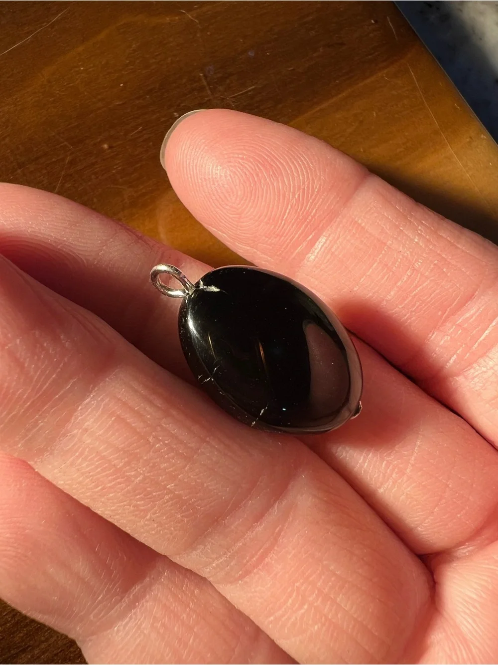 Black Oval Obsidian Pendant or Charm - Minimalist Pendant