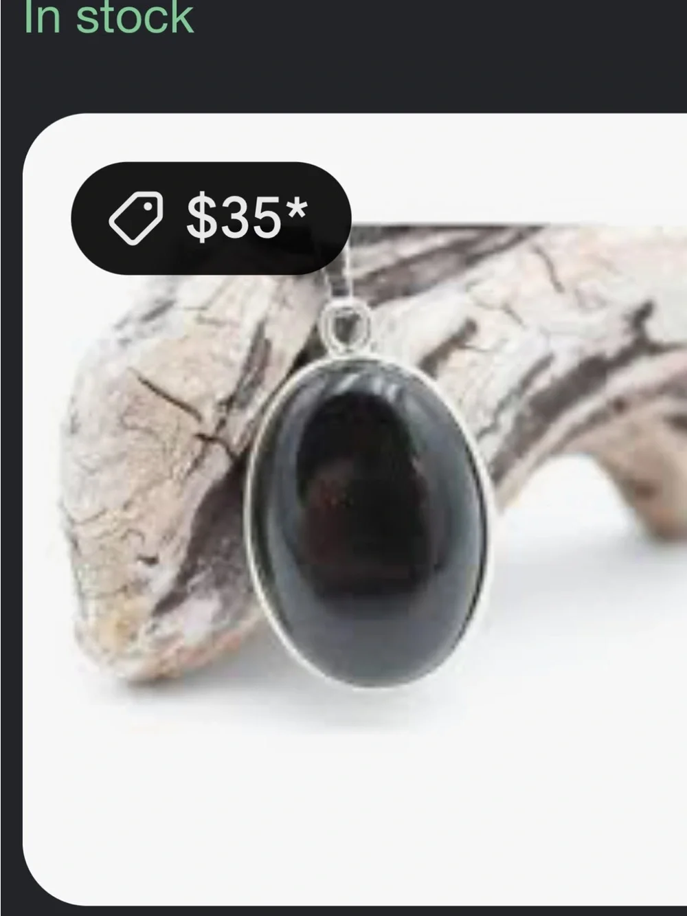 Black Oval Obsidian Pendant or Charm - Minimalist Pendant