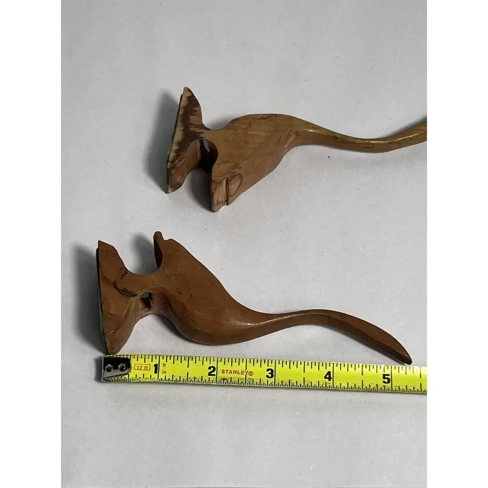 Pair Of Vintage Mid Century Modern Wooden Hand Carved Bird Crane Goose Set