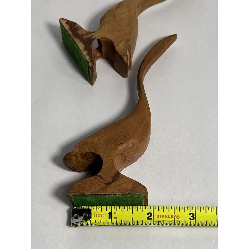 Pair Of Vintage Mid Century Modern Wooden Hand Carved Bird Crane Goose Set