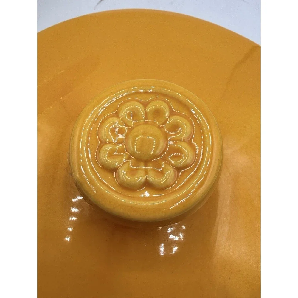 MCM Yellow & Cream Sunflower Daisy Flower Cookie Jar Ceramic Canister USA 3341