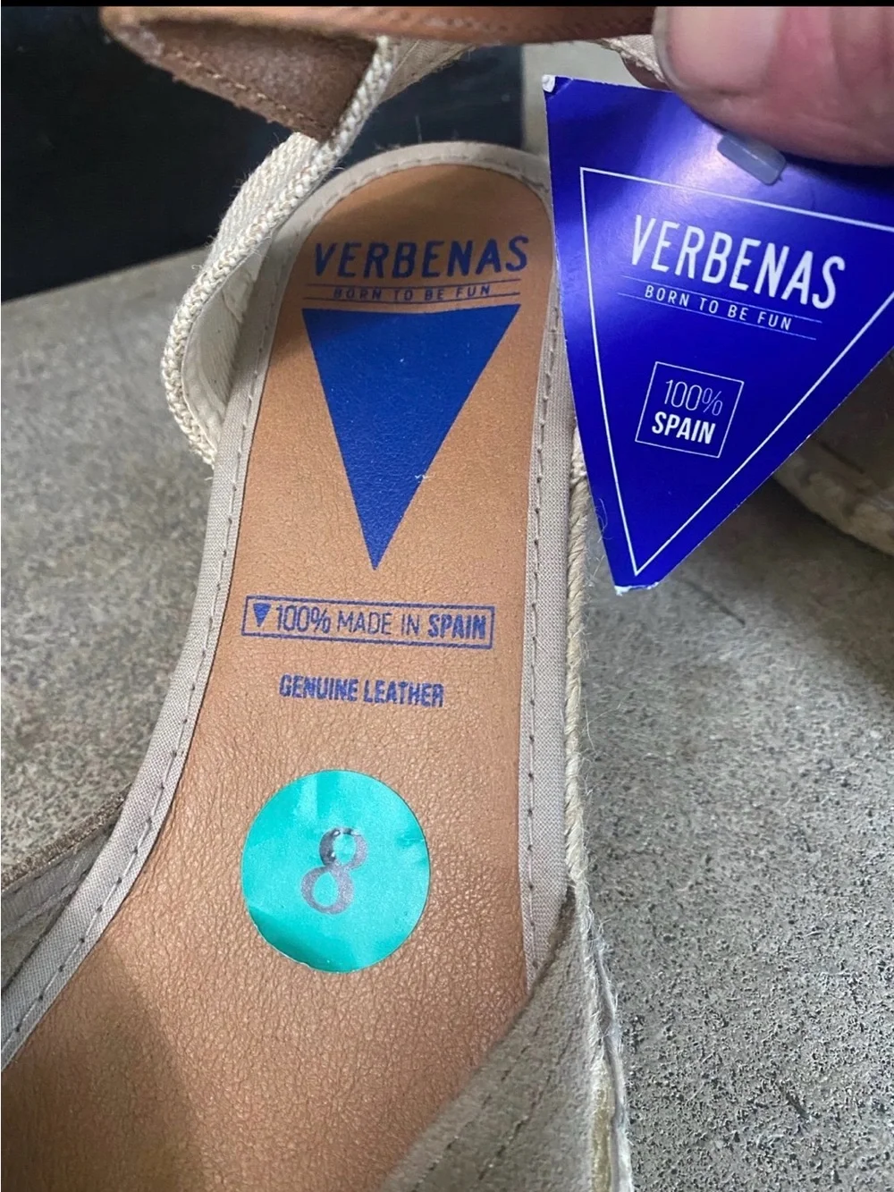 VERBENAS 100% LEATHER WEDGE ESPADRILLES    MADE IN SPAIN NWT size 8