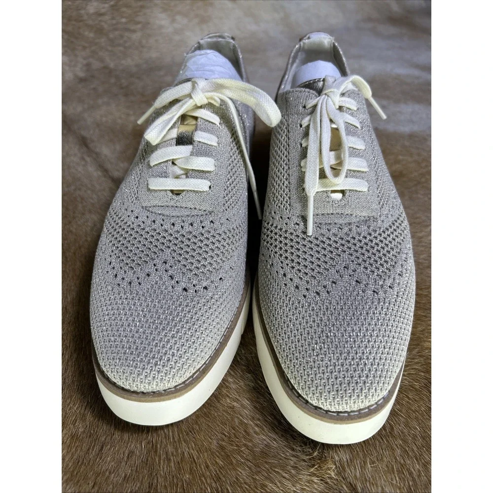 Cole Haan Grand City Women's Oxford Platform Stitchlite-RYE /GOLD Metallic 8.5 B