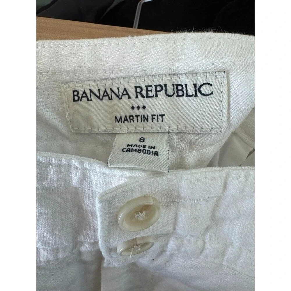 Banana Republic Martin Wide Leg White Linen Preppy Coastal Grandma Pant 8