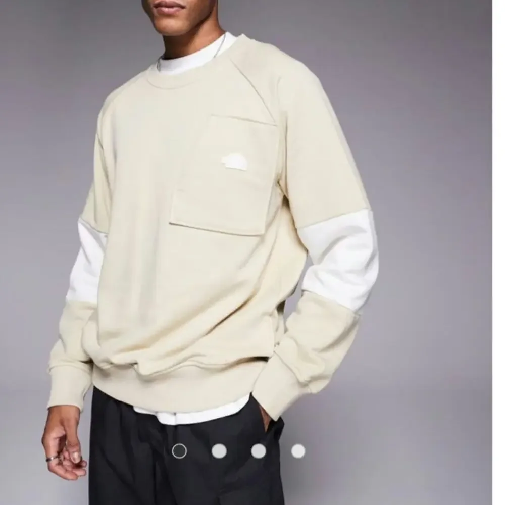 TNF Terry Relaxed Crew Sweatshirt & Short Set in Gravel, sz Medium