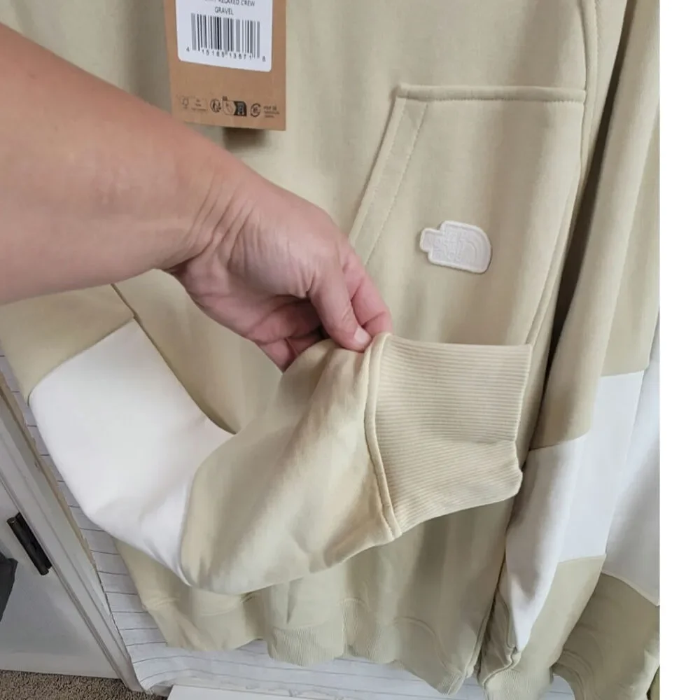 TNF Terry Relaxed Crew Sweatshirt & Short Set in Gravel, sz Medium