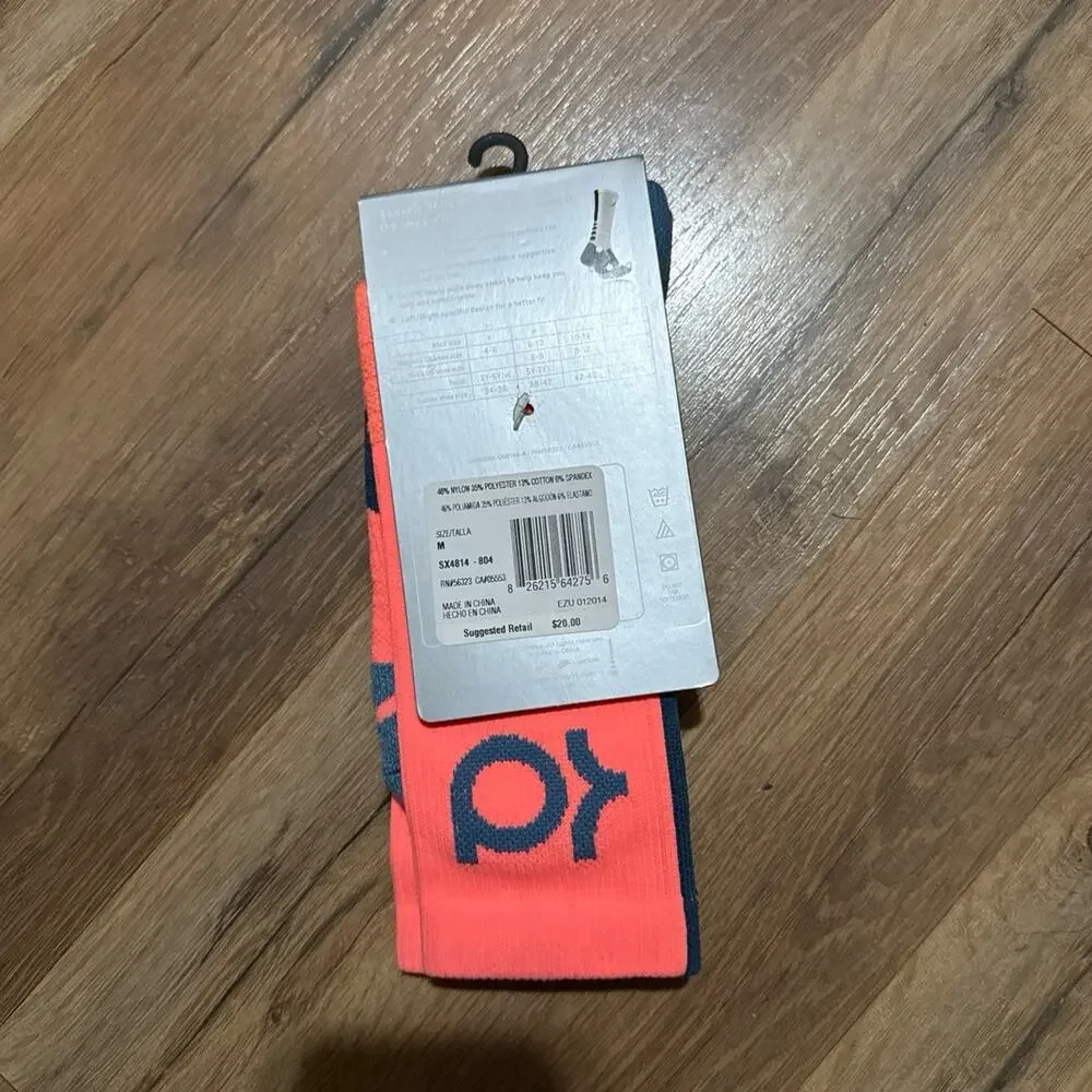 2013 Nike KD Hyper Elite Cushioned Basketball Dri-Fit Pink Orange Crew Socks