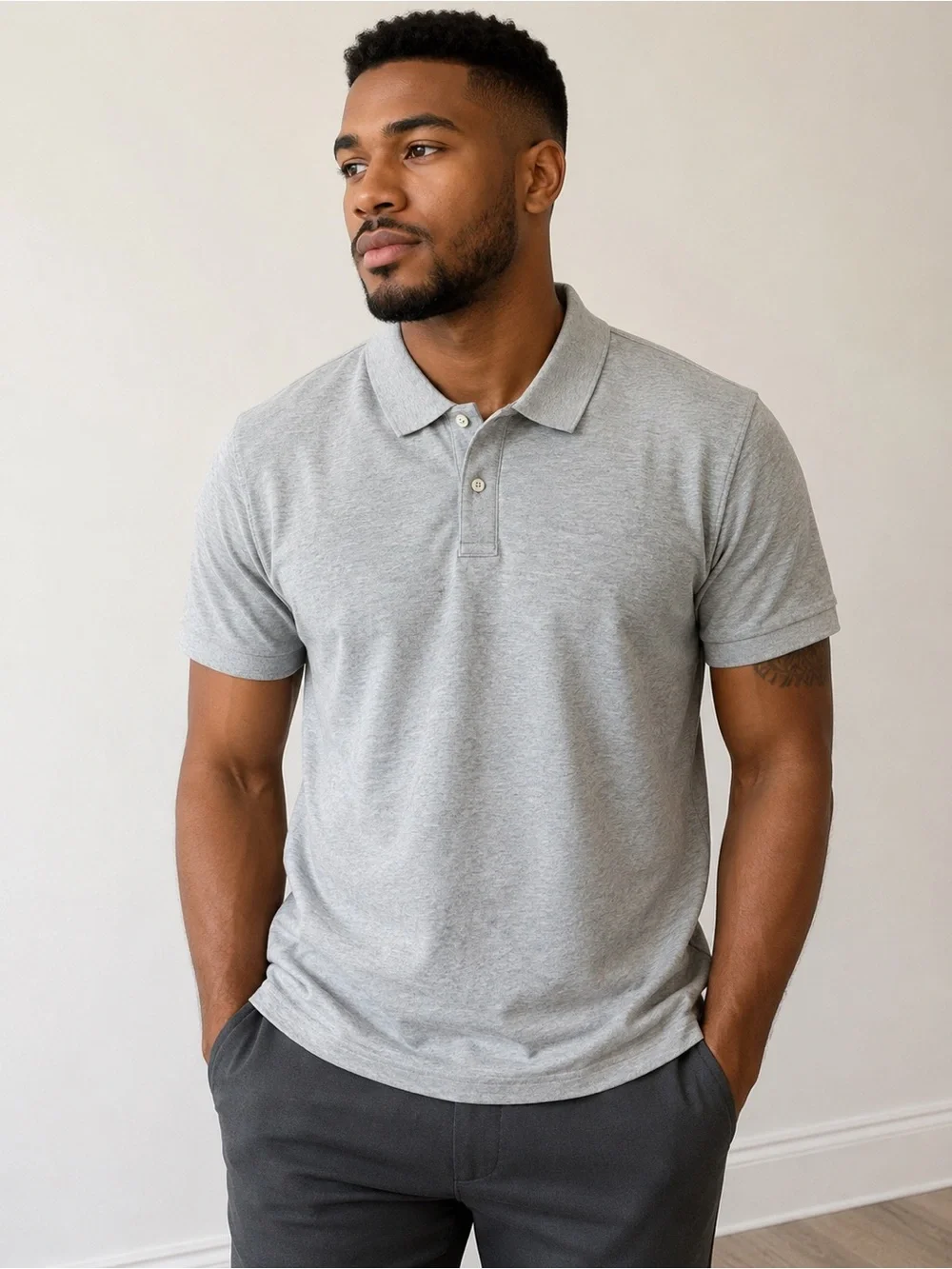 Men's J Crew Classic Heather Gray Polo Shirt Size Large