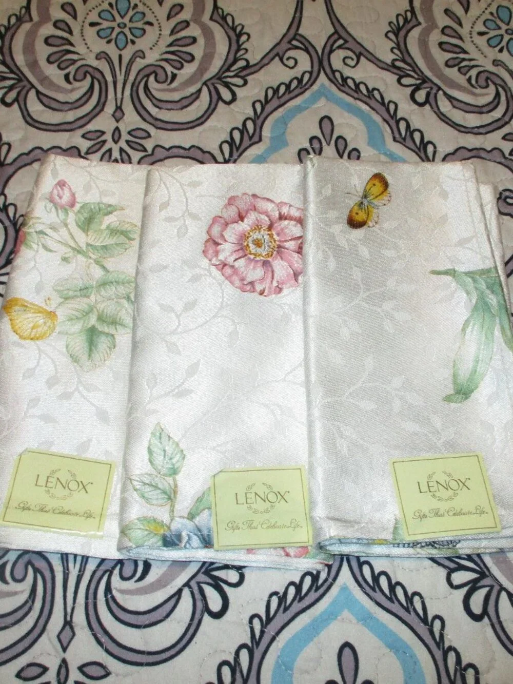 NIP Lenox Butterfly Meadow Set of 3 Dinner Napkins 19