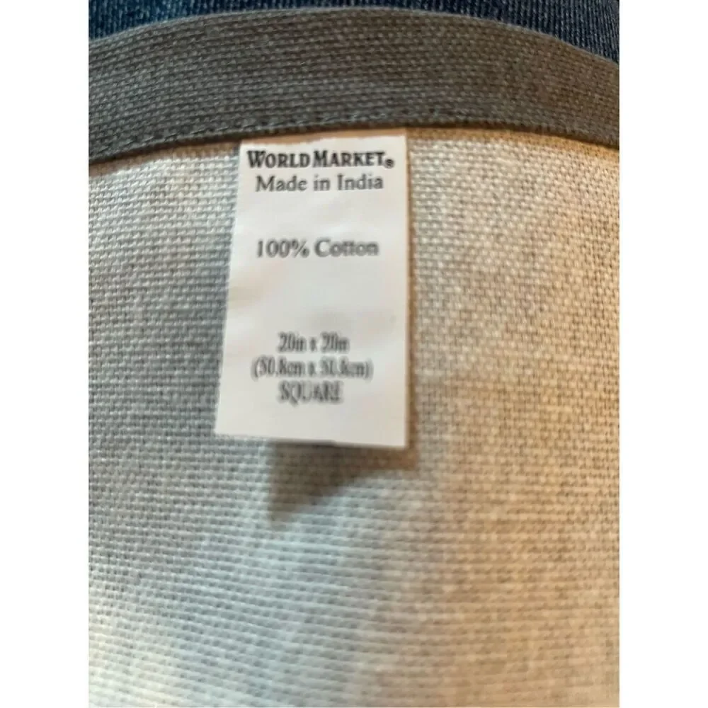 World Market Dinner Napkin Set Gray with Manners Wording 100% Cotton