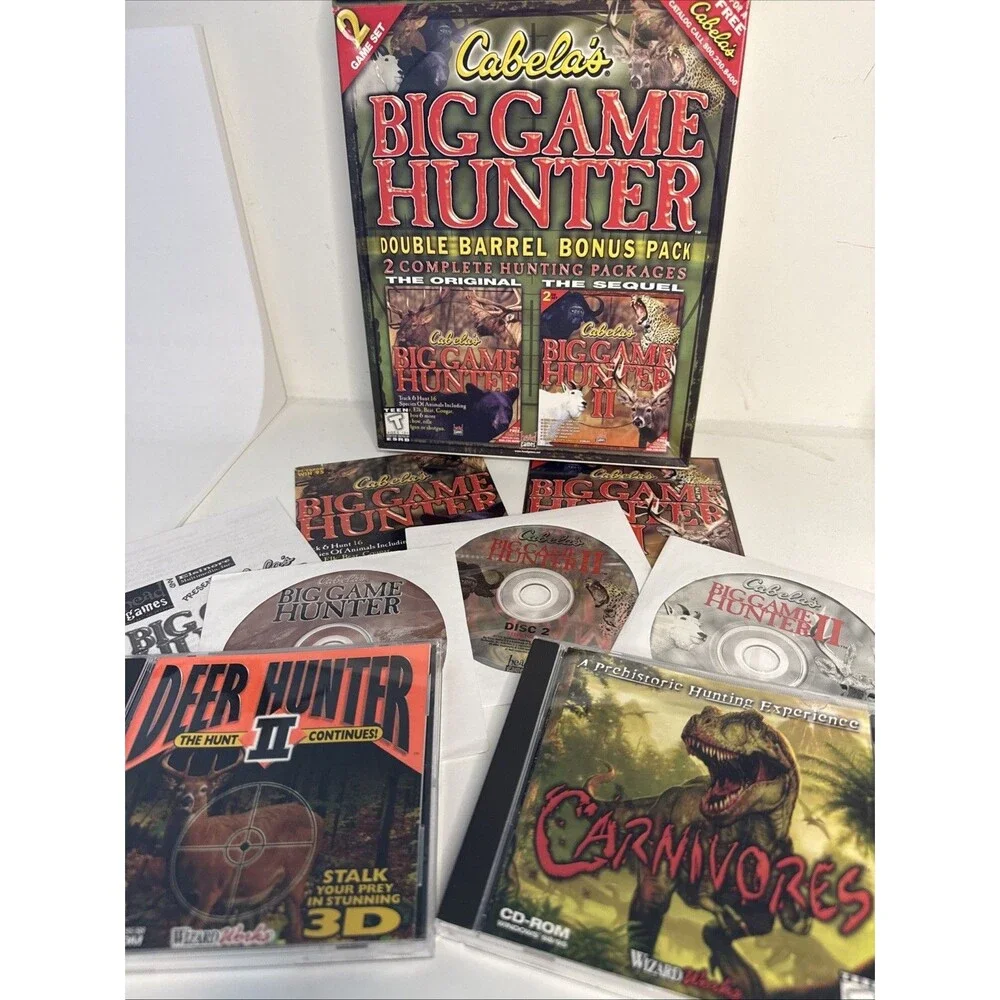 Lot Cabela's Big Game Hunter I & II CARNIVORES Deer Hunter II for PC CD-ROM