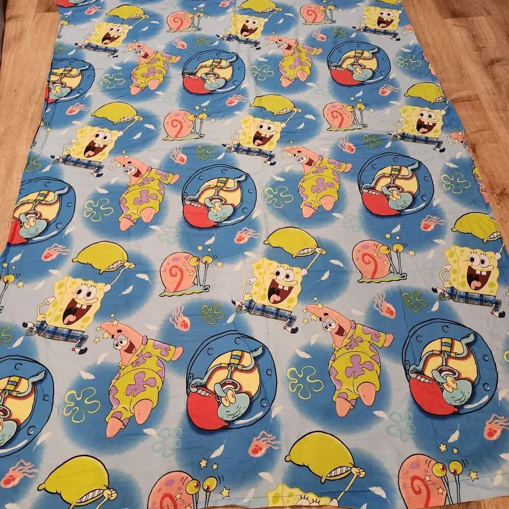 SpongeBob SquarePants Twin Flat Sheet & 2 Standard Pillowcase Vtg Y2K Patrick