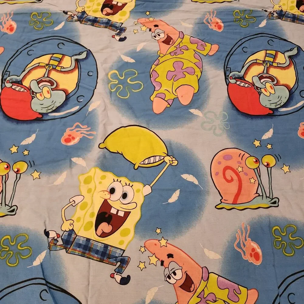 SpongeBob SquarePants Twin Flat Sheet & 2 Standard Pillowcase Vtg Y2K Patrick