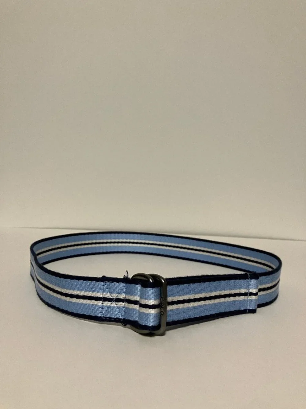 Polo Ralph Lauren Blue White Striped Webbing D Ring Belt Men Sz S 36 In