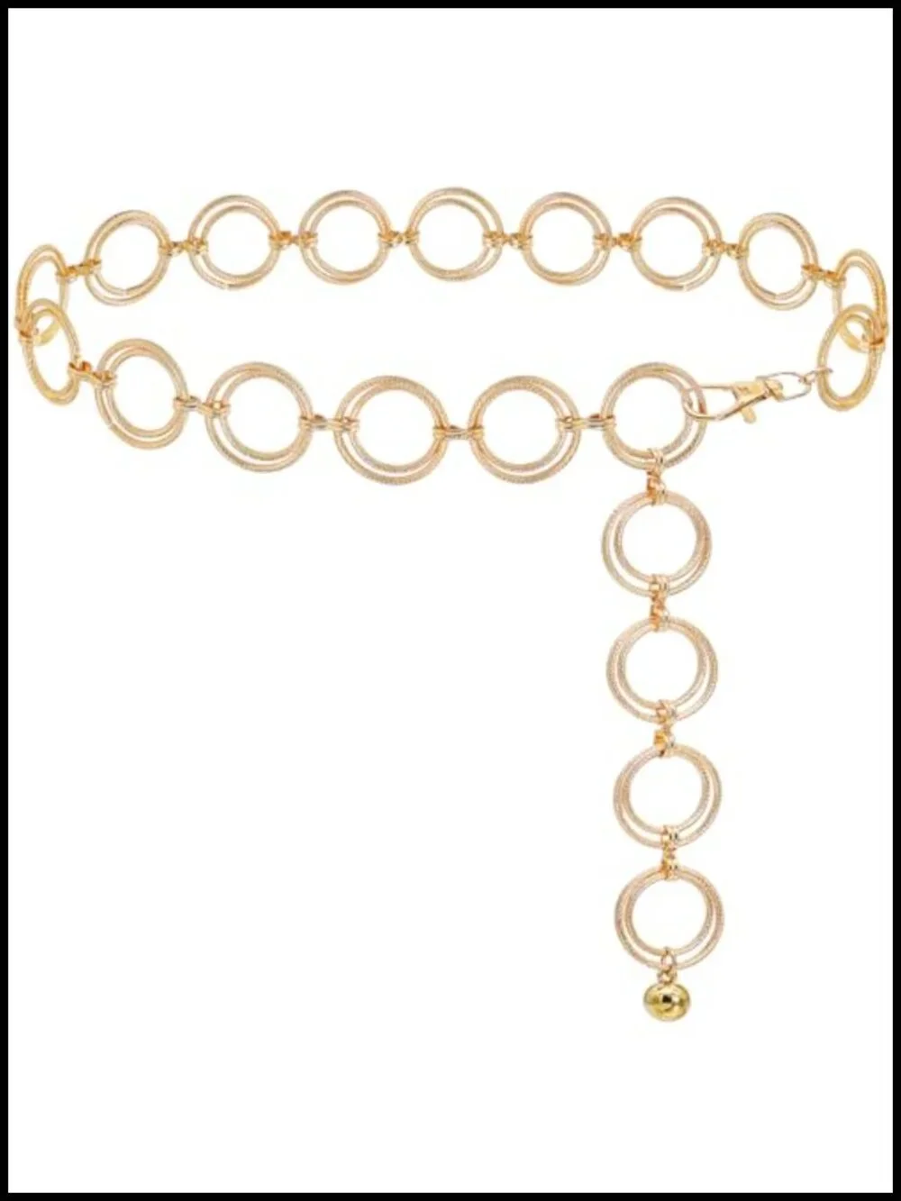 Double O-Ring Chain Belt Waist Chain for Dresses - Alloy Metal Gold