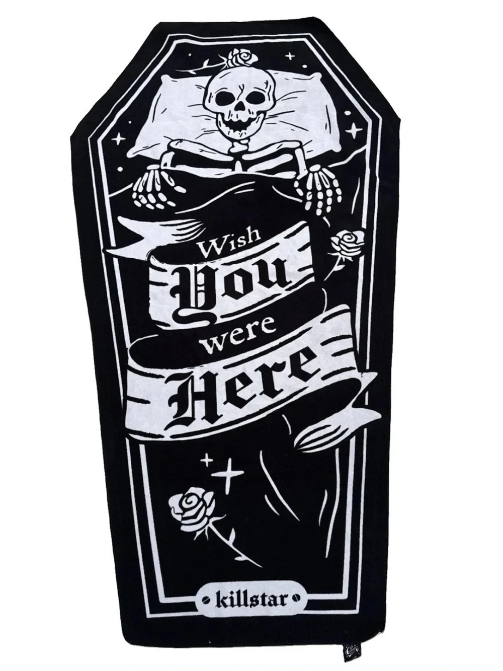 Killstar Wish You Were Here Skeleton Coffin Beach Towel 185cm x 101cm