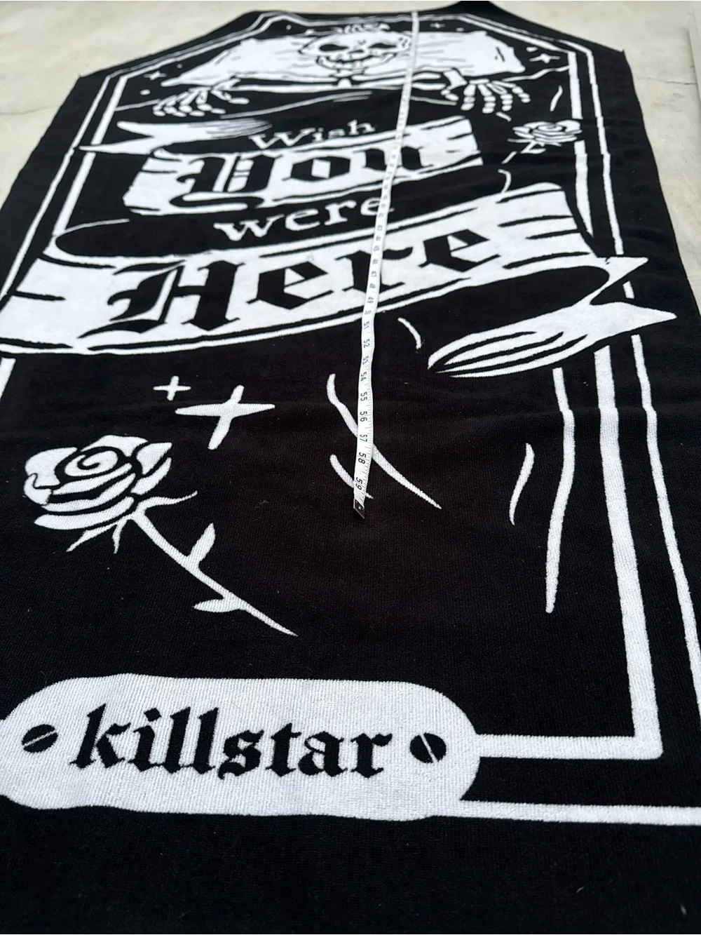 Killstar Wish You Were Here Skeleton Coffin Beach Towel 185cm x 101cm