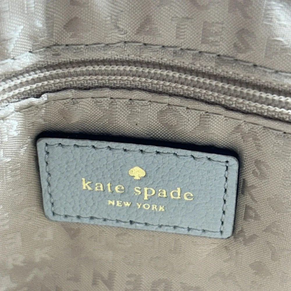 Kate Spade Gray‎ Leather Pebbled Satchel Bag With Buckles