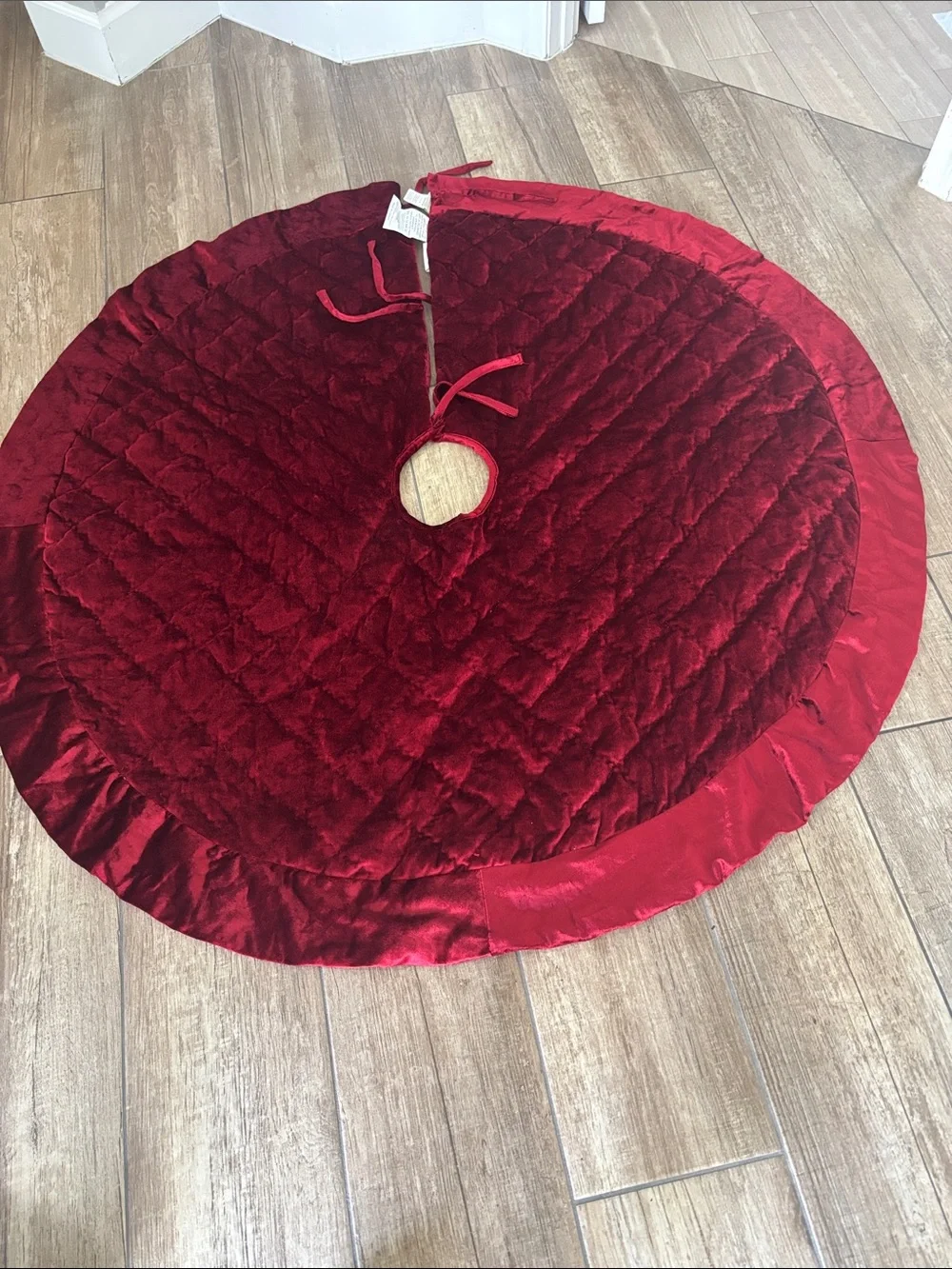 Pottery Barn Red Quilted Velvet Tree Skirt