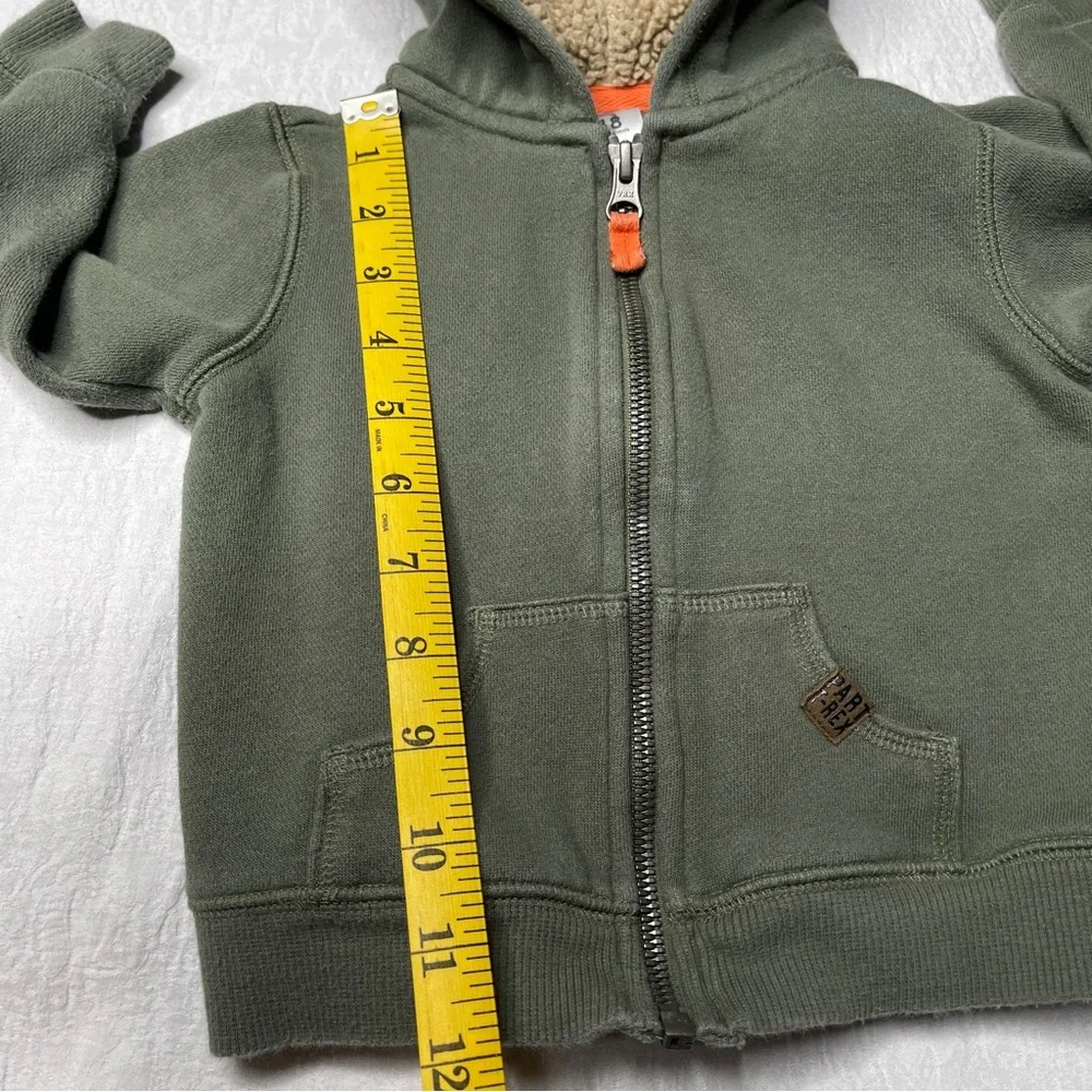 Carter's T-Rex Dino Olive Green Sherpa Lined Full Zip Hoodie 18 Months