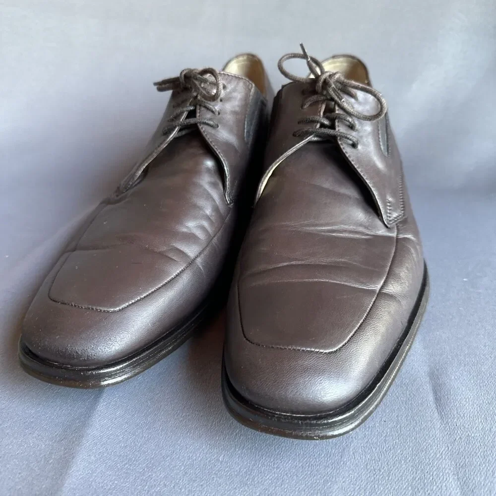 Bruno Magli Ranuncolo Deer Brown Leather Apron Toe Lace up Derby Italy Men 11 M
