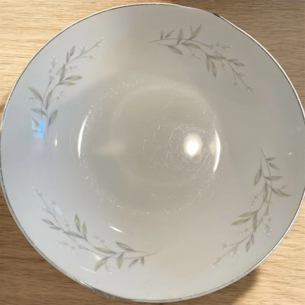 St Regis Fine China Serving Bowl White Floral Silver Trim