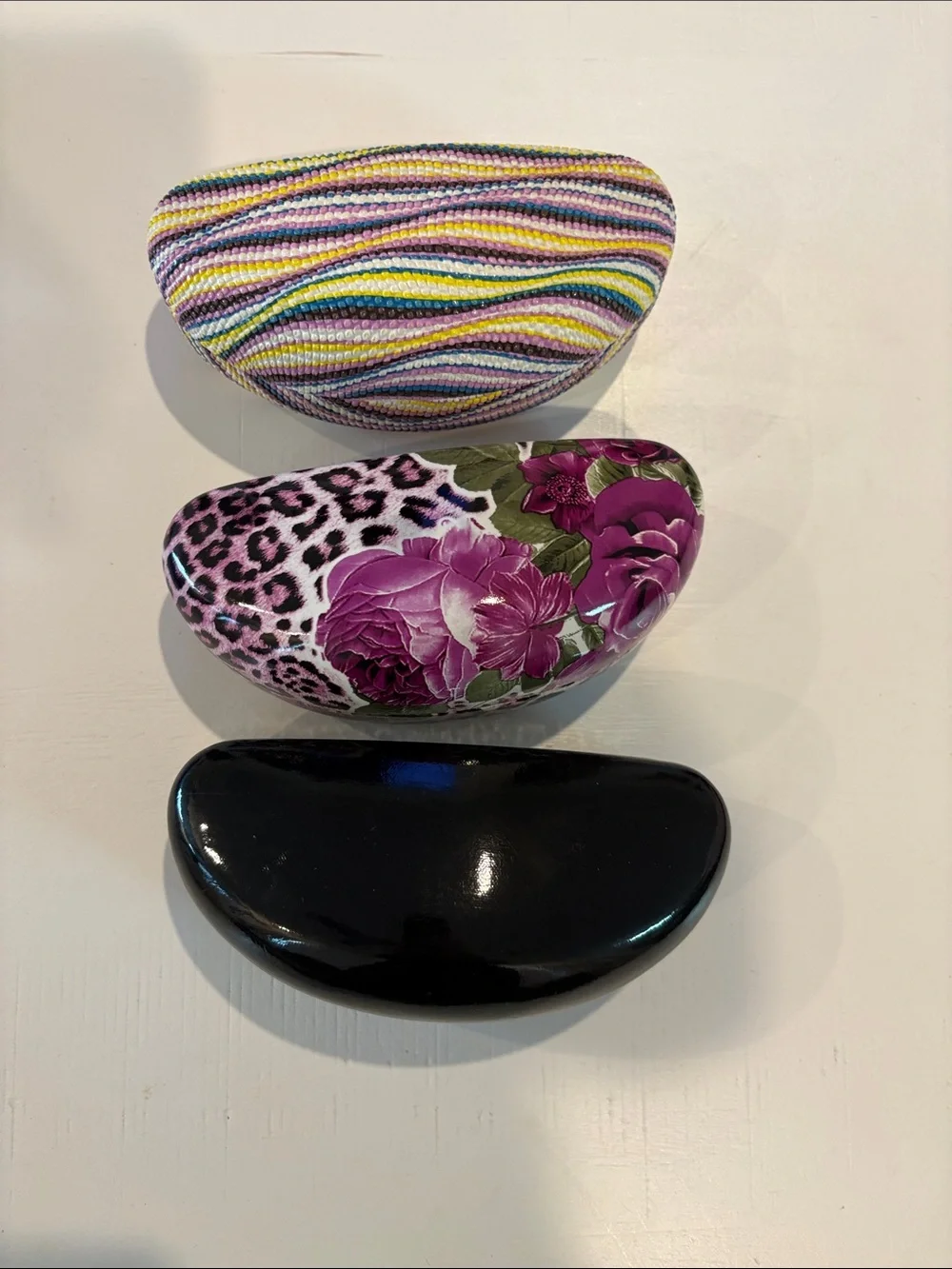 Assorted Patterned Sunglasses Cases - Multicolor, Floral/Purple, Black