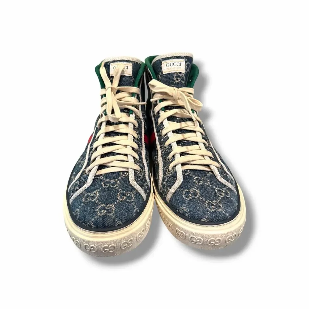 Gucci GG Tennis 1977 Denim High-Top Sneakers | Size 12G(13US)